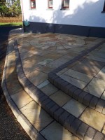 Natural Stone Paving used for a patio laid by  GM Hard Landscapes, Donegal, Ireland