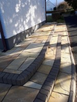 Natural Stone Paving used for a stepped patio laid by GM Hard Landscapes, Donegal, Ireland